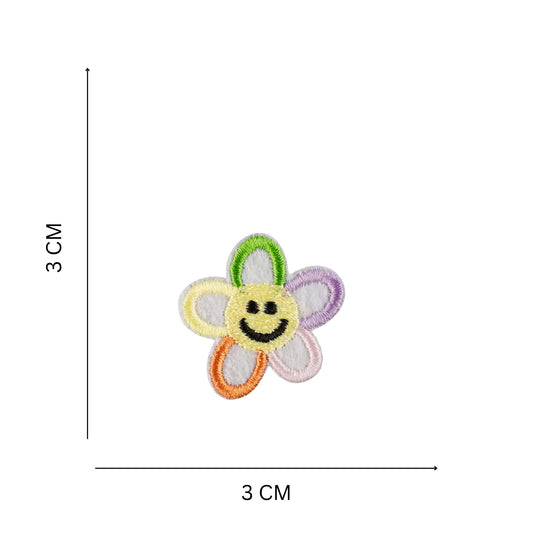 Smiley Face Flower Mini Embroidered  Iron On Patch for Bag Tags Keychains and Clothing