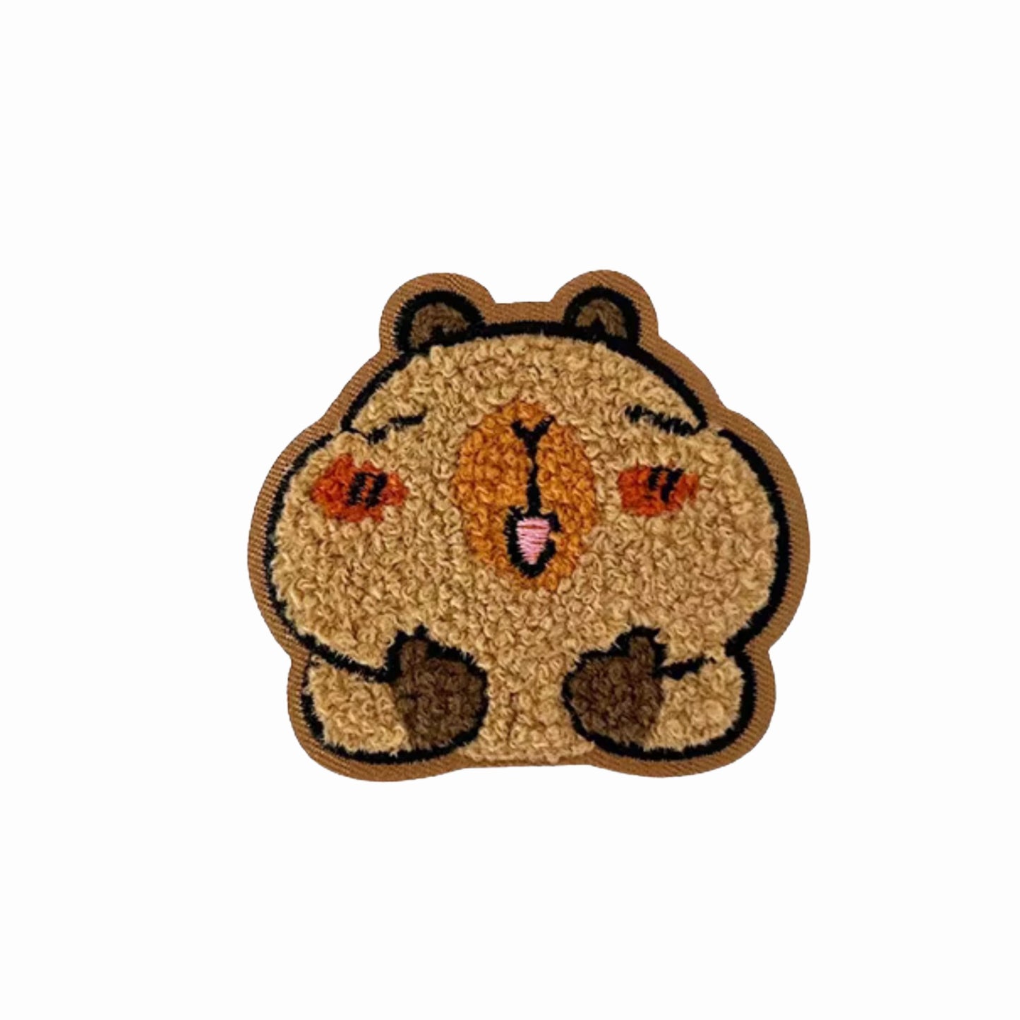Thumbs Up Capybara Textured Embroidered Iron On Patch
