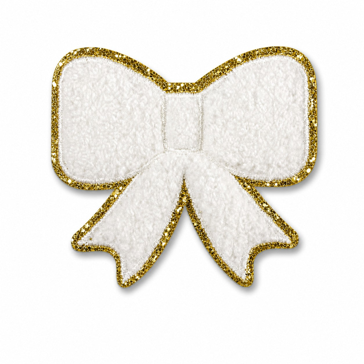 White Bow Chenille Iron On Patch