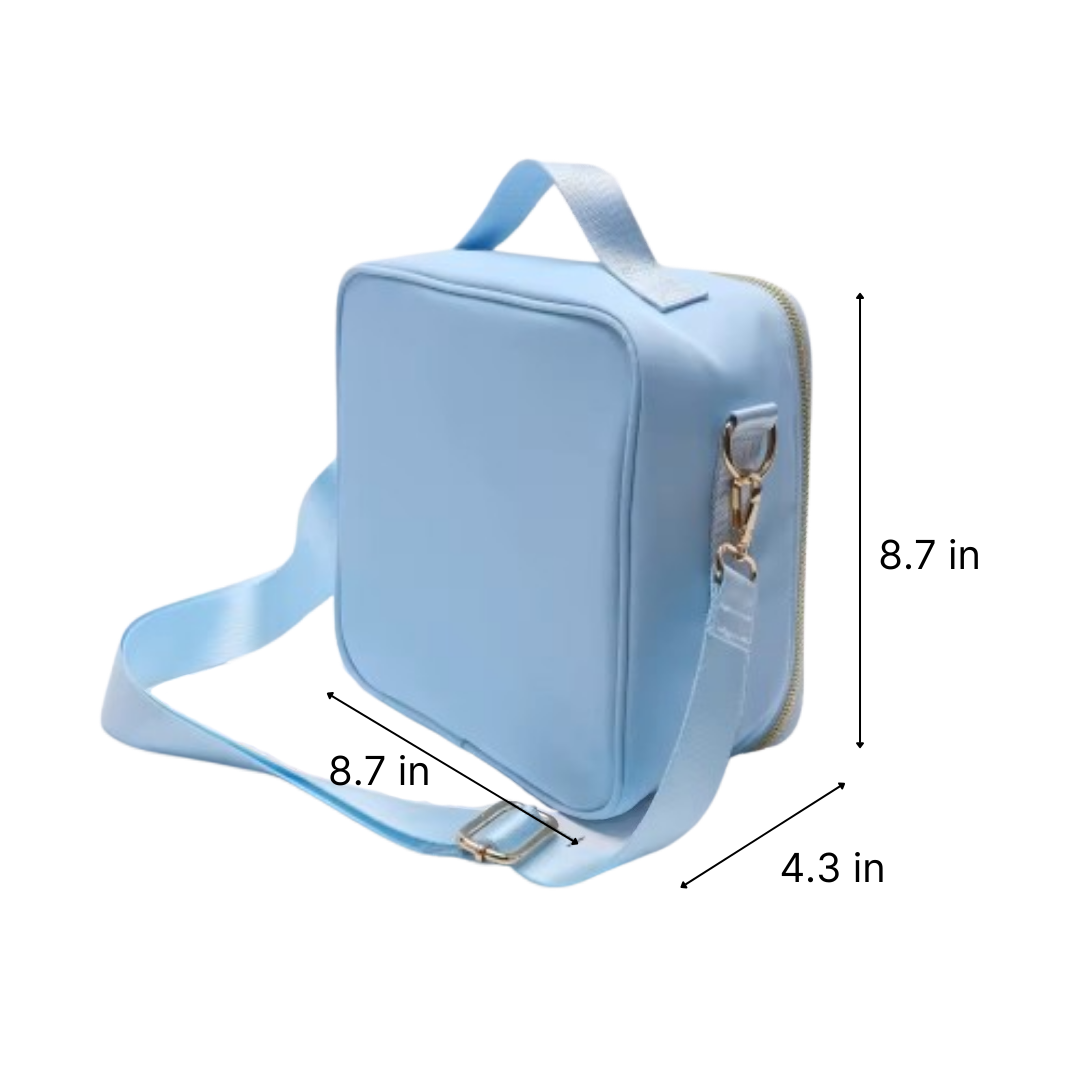 Kids’ Insulated Nylon Lunch Bag – Customizable with Patches & Fun Details ''Light Blue''