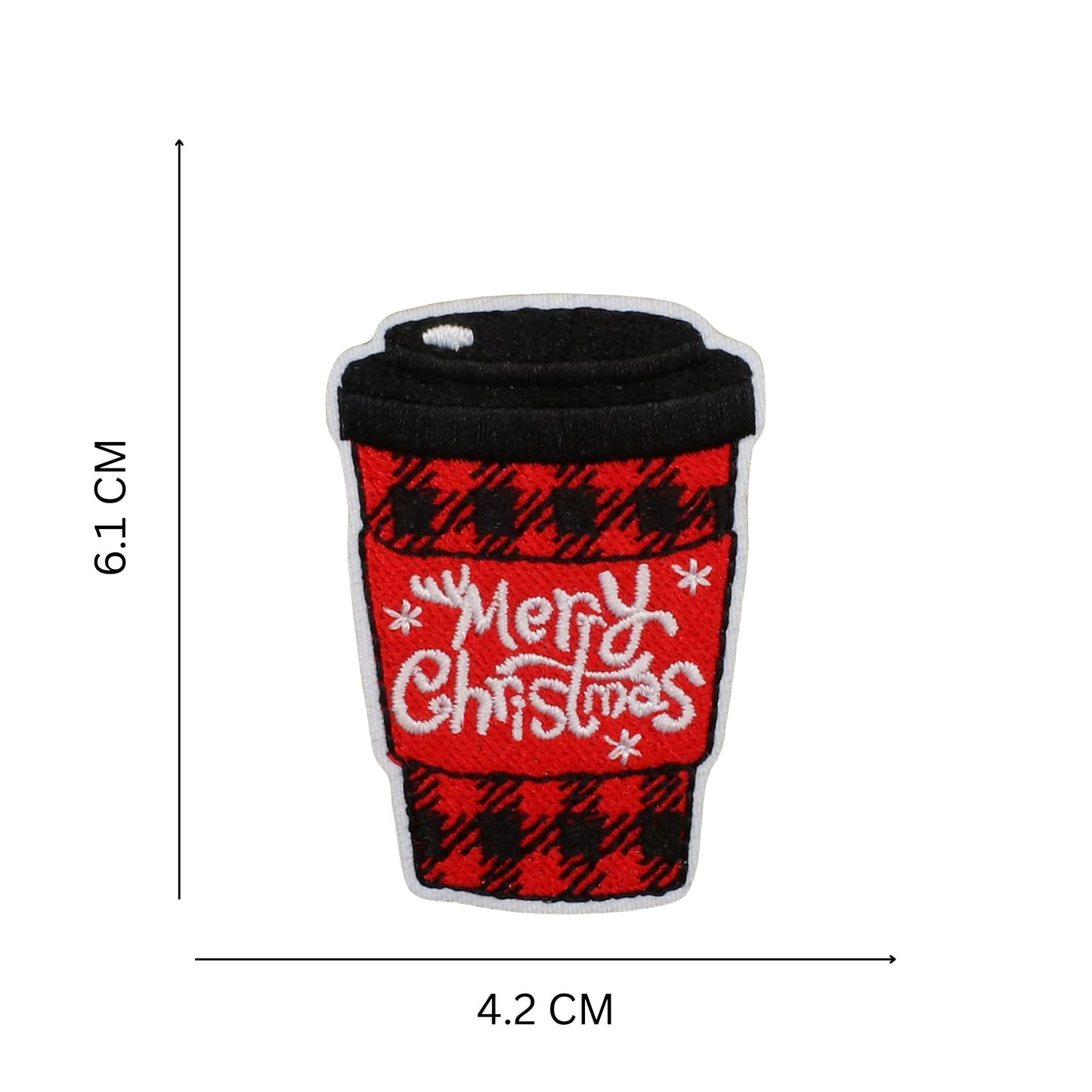 Christmas Iron-On Patches – Red & Green Plaid Embroidered Festive Designs