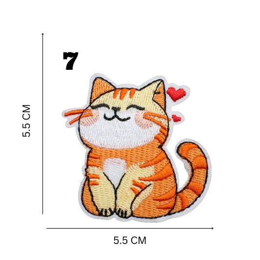 Orange Cat Lover’s Embroidered Iron-On Patch Set – 16 Adorable Designs for DIY Customization