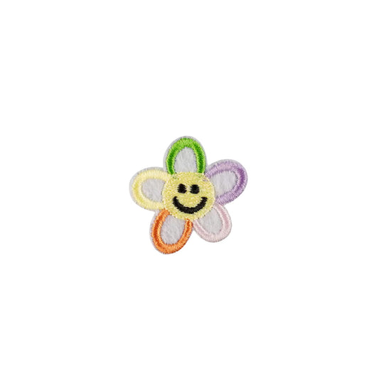 Smiley Face Flower Mini Embroidered  Iron On Patch for Bag Tags Keychains and Clothing