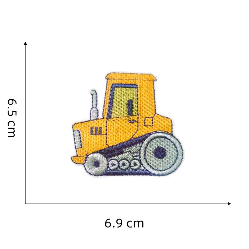 Iron On Construction Vehicle Embroidered Patch Set – Pack of 7 Excavator, Digger & Truck Designs for Kids’ Clothes, Bags & DIY Projects