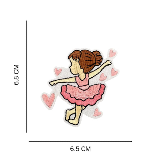 Pink Ballerina Embroidered Iron On Patch for Kids Clothing Bags and Accessories