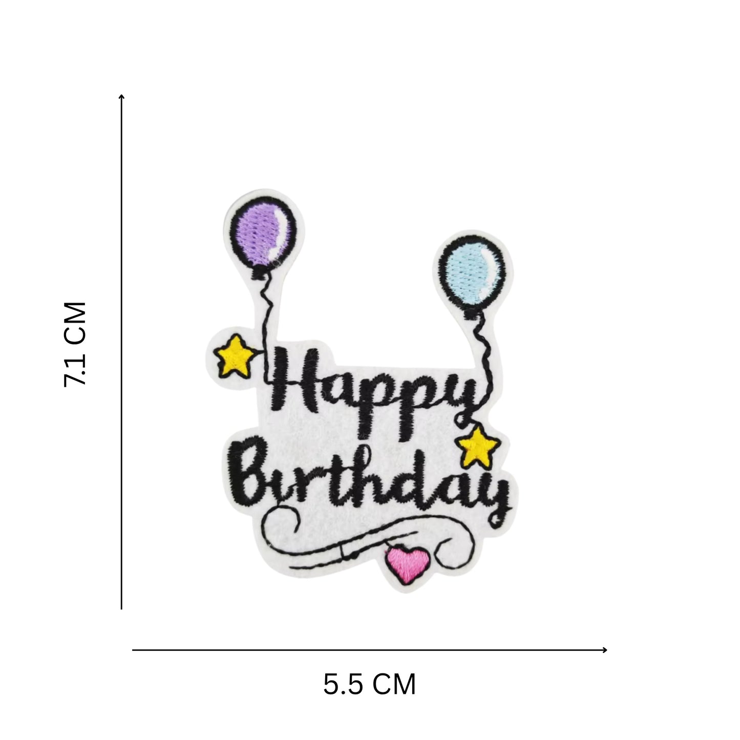 Birthday Theme Embroidered Iron On Patches - Set of 11