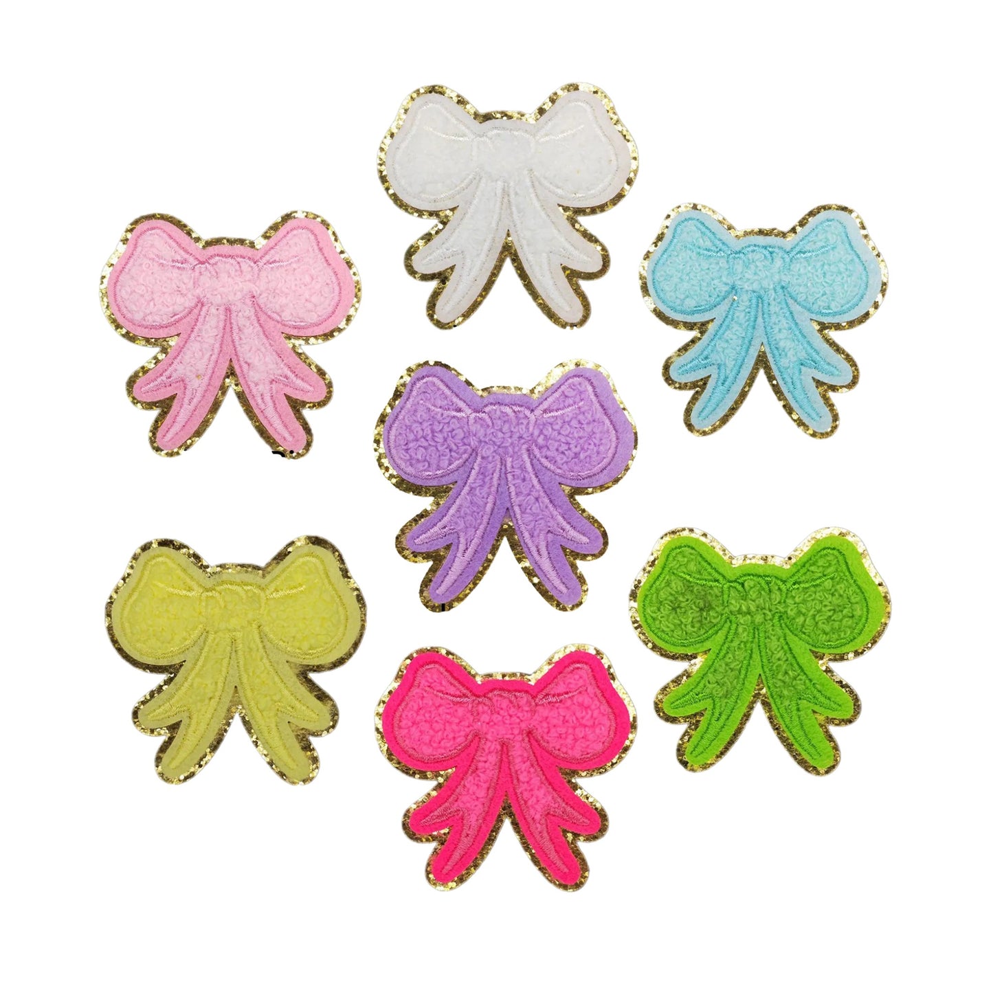 Cute Bowknot Shape Chenille Patch – Iron-On Glitter Applique for Clothing & Accessories