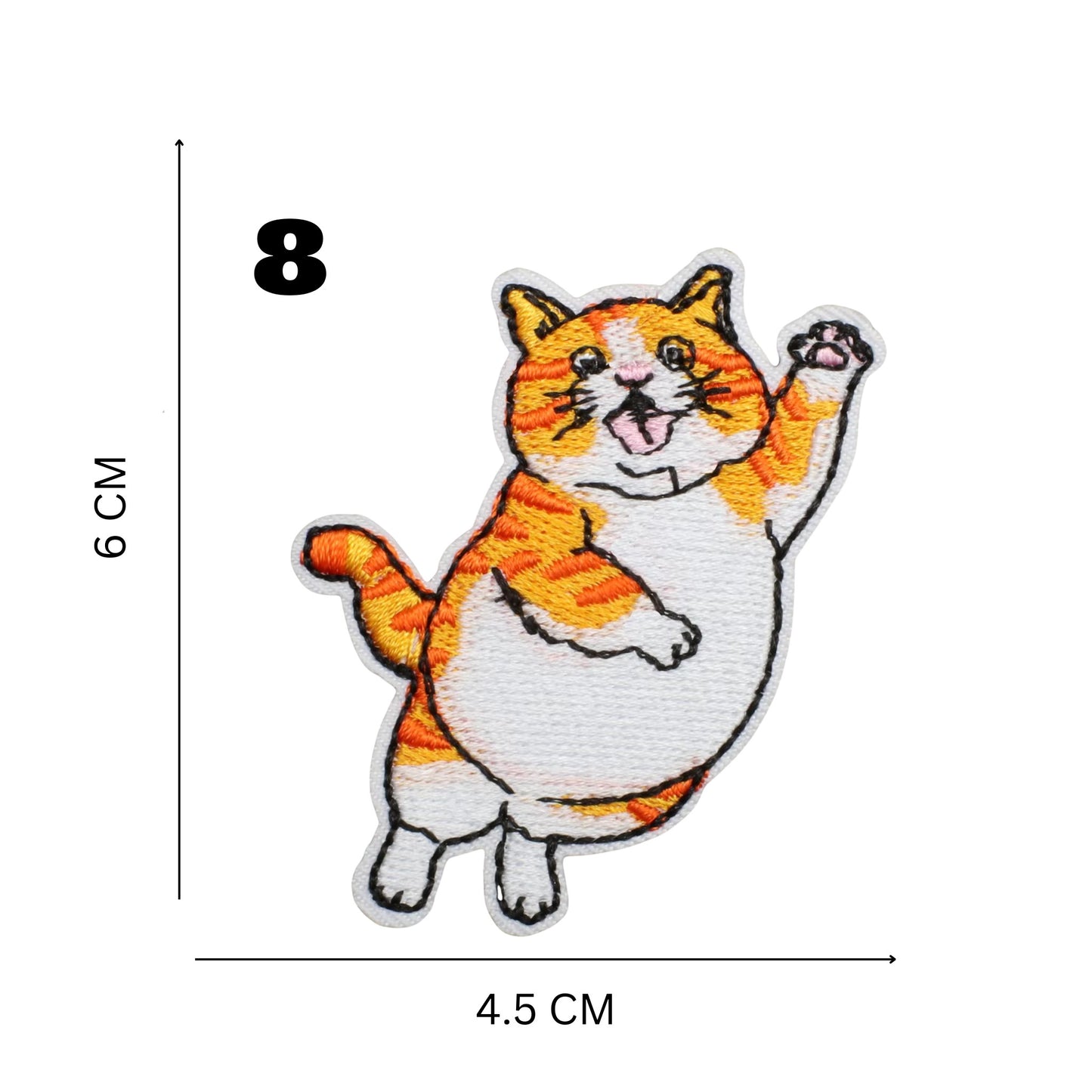Orange Cat Lover’s Embroidered Iron-On Patch Set – 16 Adorable Designs for DIY Customization