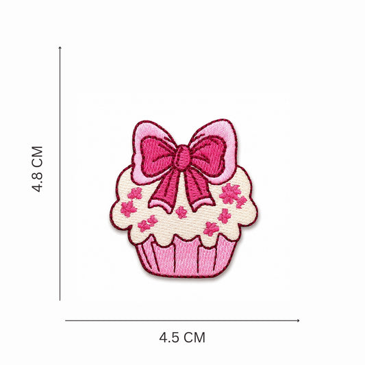 Pink Cupcake Embroidered  Iron On Patch