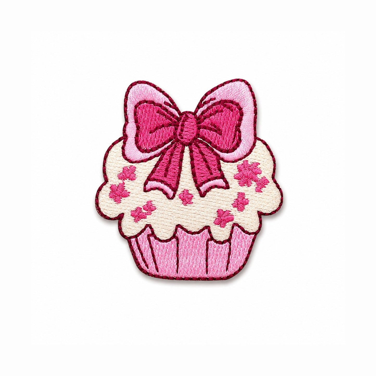 Pink Cupcake Embroidered  Iron On Patch