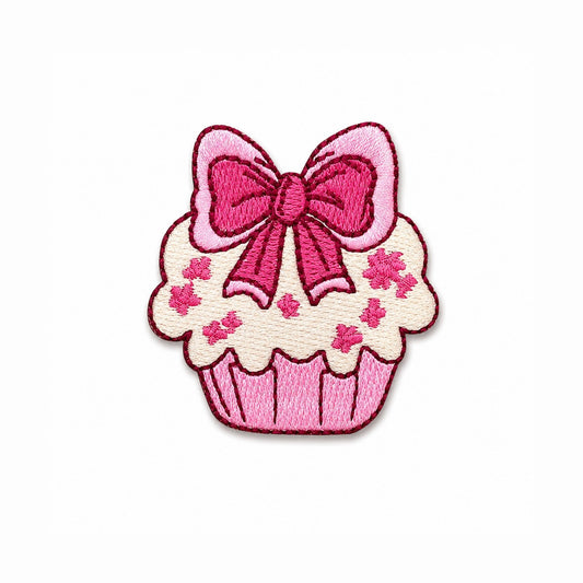 Pink Cupcake Embroidered  Iron On Patch