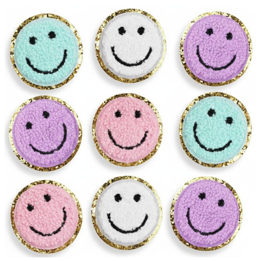 Pastel Color Smiley Iron On Patch Chenille Appliques