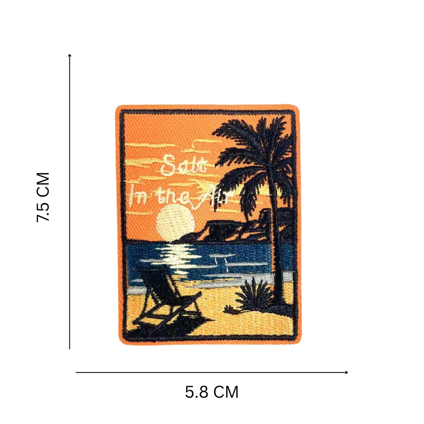 Tropical Palm Sunset Beach Iron On Patch Salt In The Air