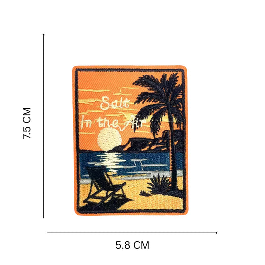 Tropical Palm Sunset Beach Iron On Patch Salt In The Air