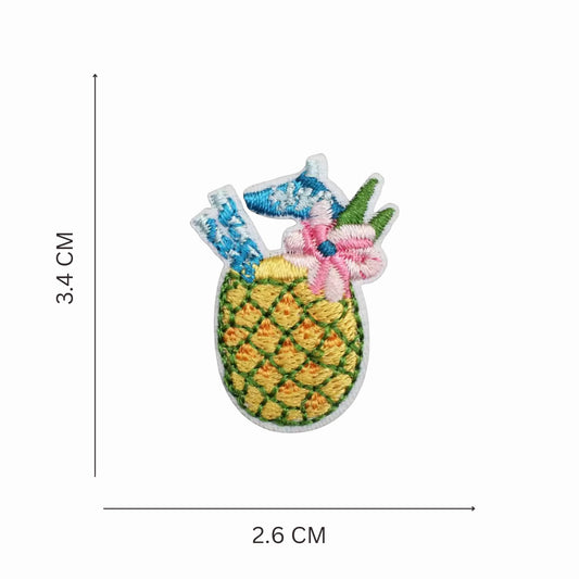 Mini Pineapple Drink Embroidered Iron On Patch
