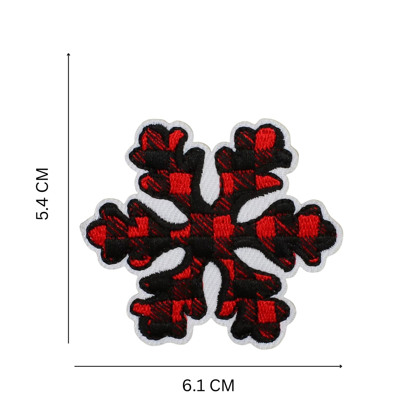 Christmas Iron-On Patches – Red & Green Plaid Embroidered Festive Designs