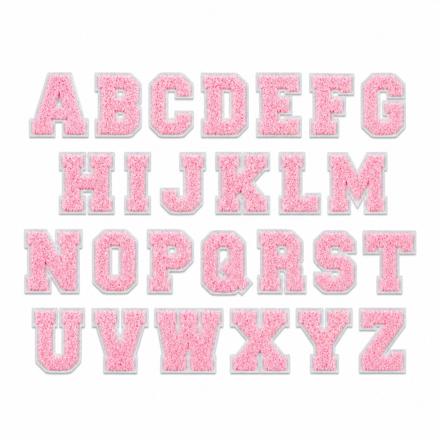 A to Z Full Set Chenille Iron On Patch, Pink