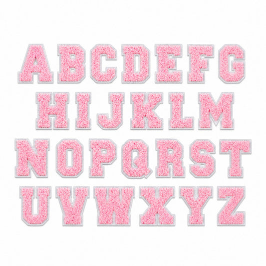 A to Z Full Set Chenille Iron On Patch, Pink