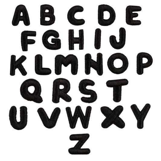 Mini Black Alphabet Patches (A–Z, 1.2 cm) – Embroidered Iron-On, Great For Names, Initials, Slogans & Creative Designs