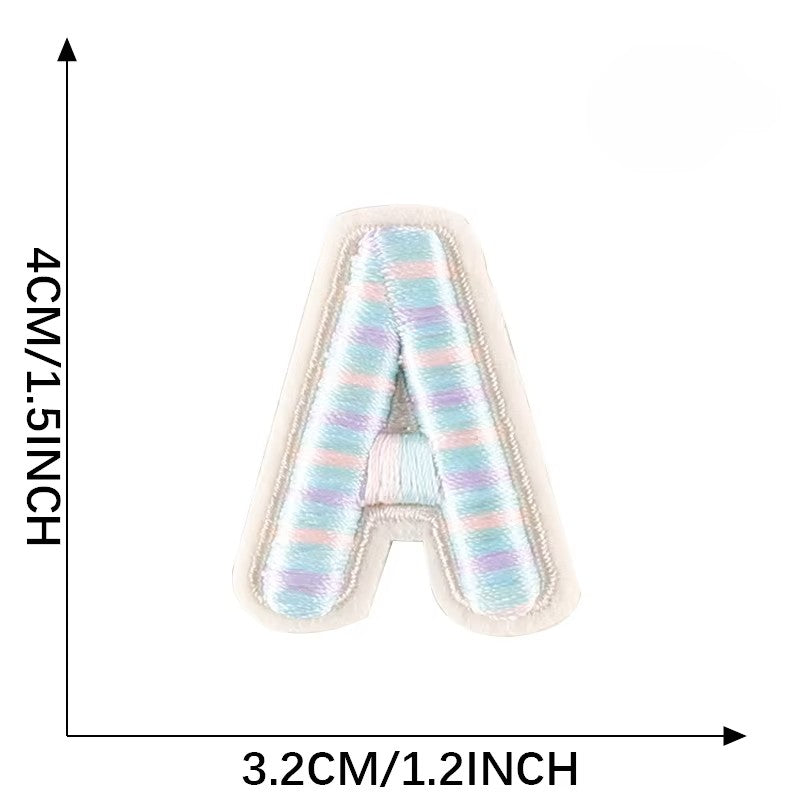 Iron-On Pastel Blue Letter Patch – 4cm 3D Embroidery