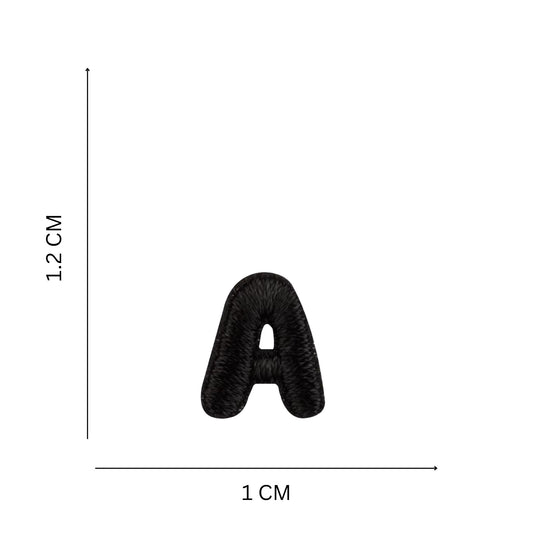 Mini Black Alphabet Patches (A–Z, 1.2 cm) – Embroidered Iron-On, Great For Names, Initials, Slogans & Creative Designs
