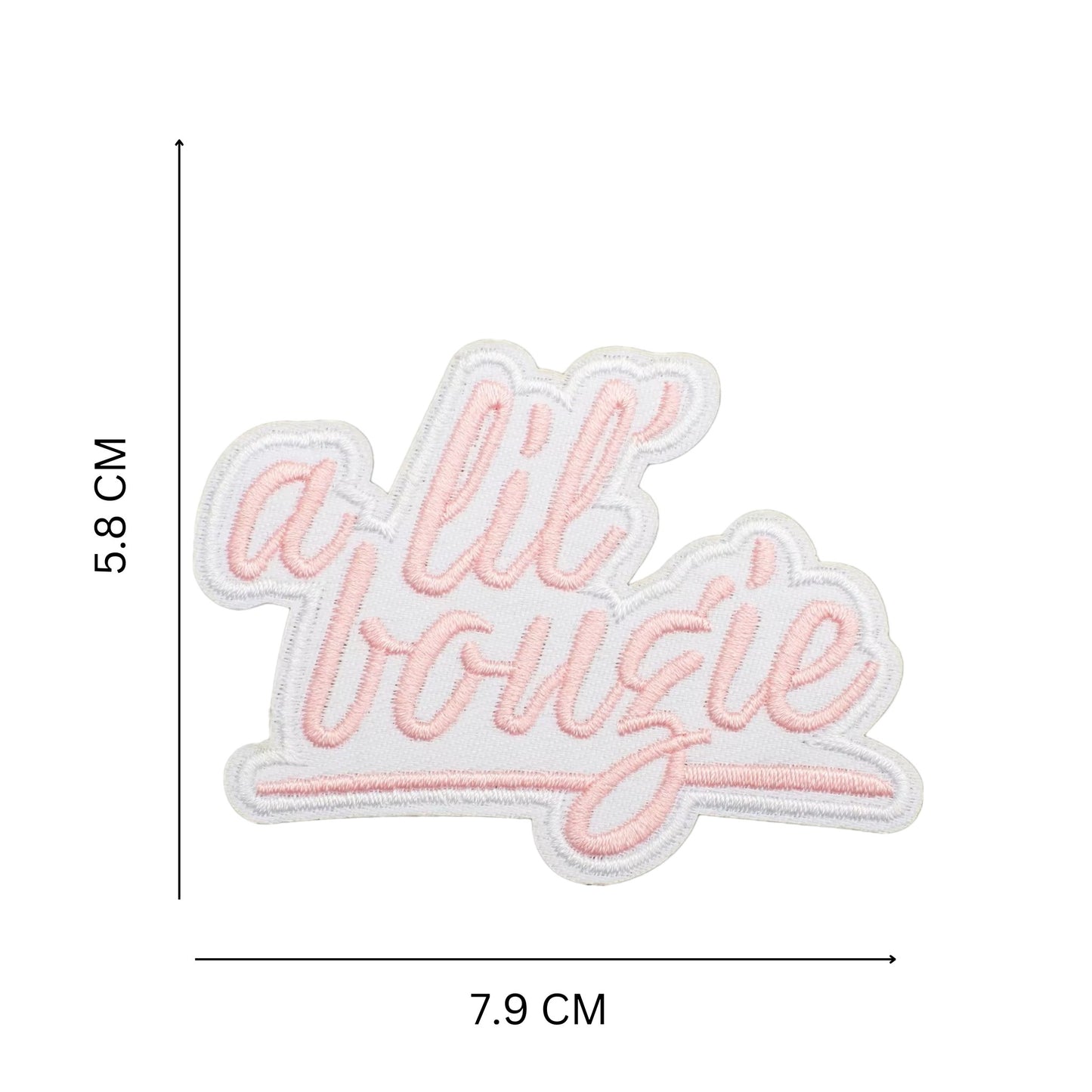 Iron-on/Sew-on Embroidered Phrase Patch – “A Lil Bougie” Slang Design, Perfect for Jackets, Tote Bags, Backpacks & DIY Fashion Projects