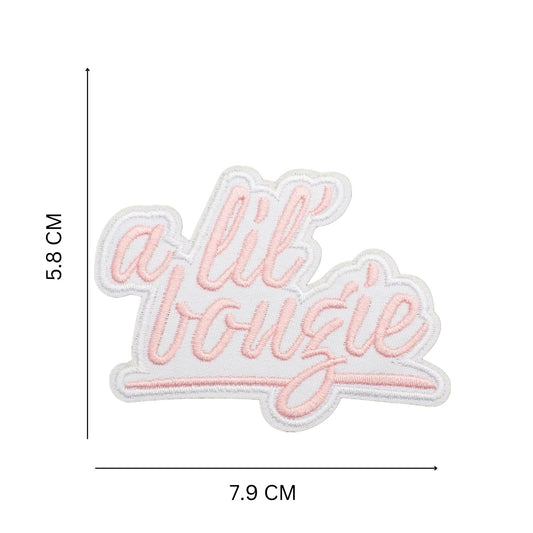 Iron-on/Sew-on Embroidered Phrase Patch – “A Lil Bougie” Slang Design, Perfect for Jackets, Tote Bags, Backpacks & DIY Fashion Projects