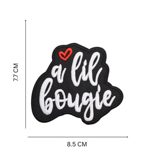 Iron-on/Sew-on Embroidered Phrase Patch – “A Lil Bougie” Slang Design, Perfect for Jackets, Tote Bags, Backpacks & DIY Fashion Projects