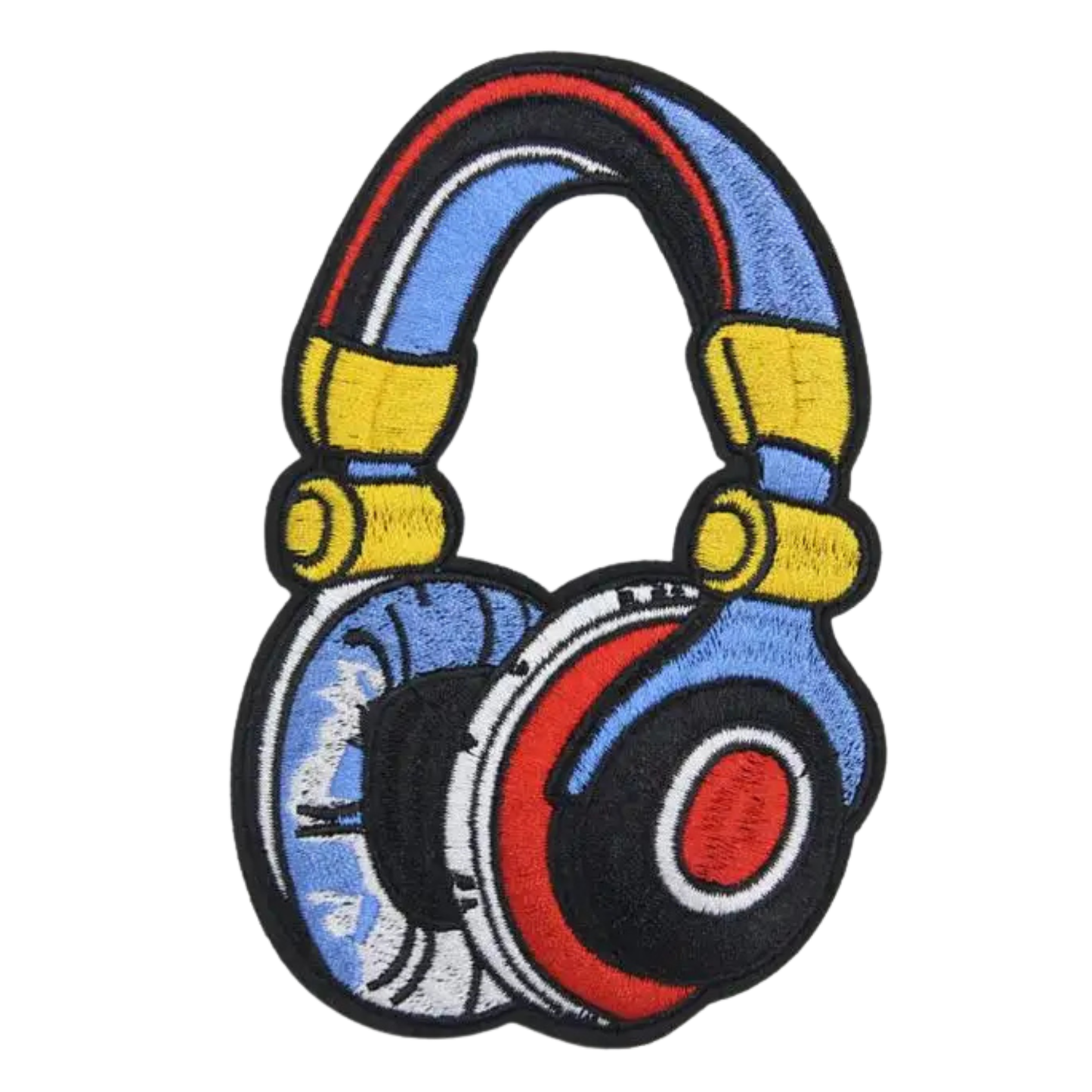 Headphone Iron-On Embroidered Patch – 11.8 x 8.5 cm Music Theme Applique for Jackets, Bags & DIY Clothing