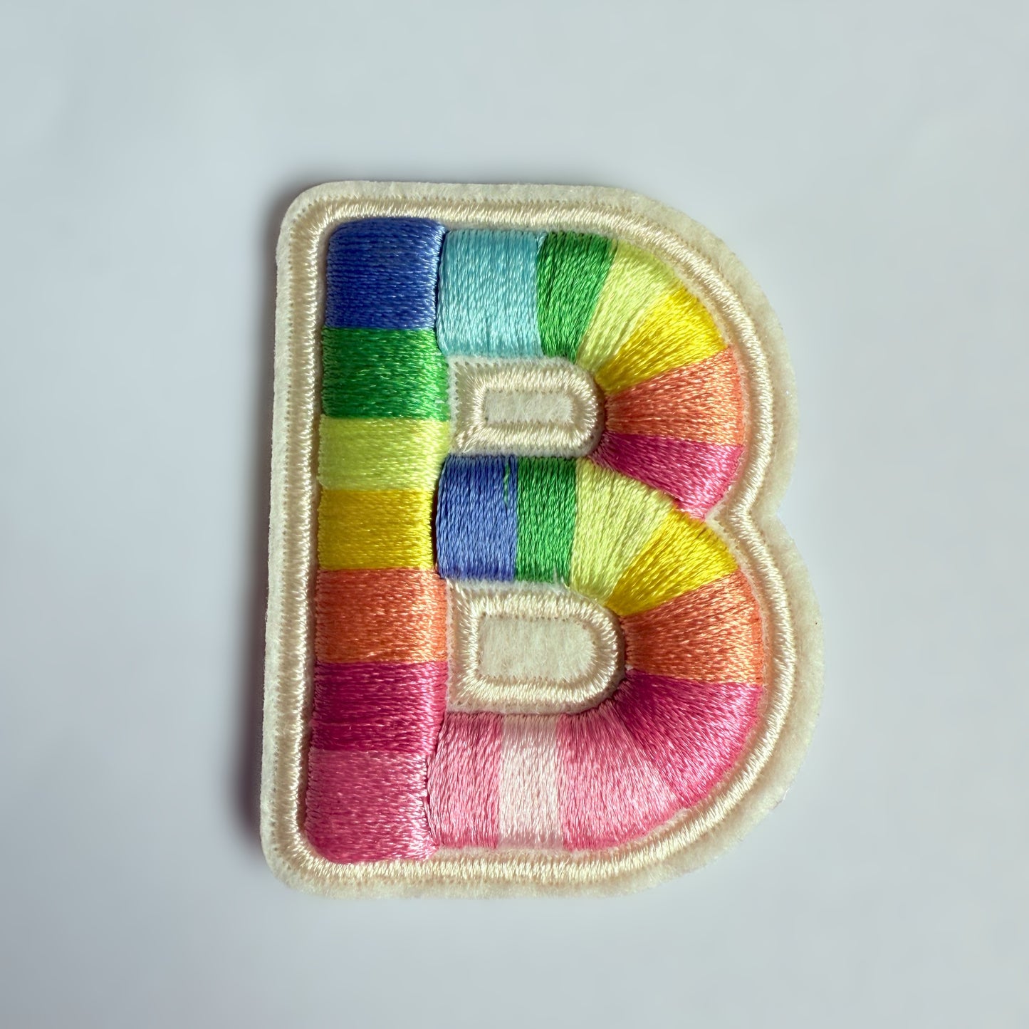 Iron-On/Self-Adhesive Exquisite 3D Stereo Embroidery Colorful Letter Patches, Full Set A-Z, Size 5.5 cm (2.17 inches) approximately