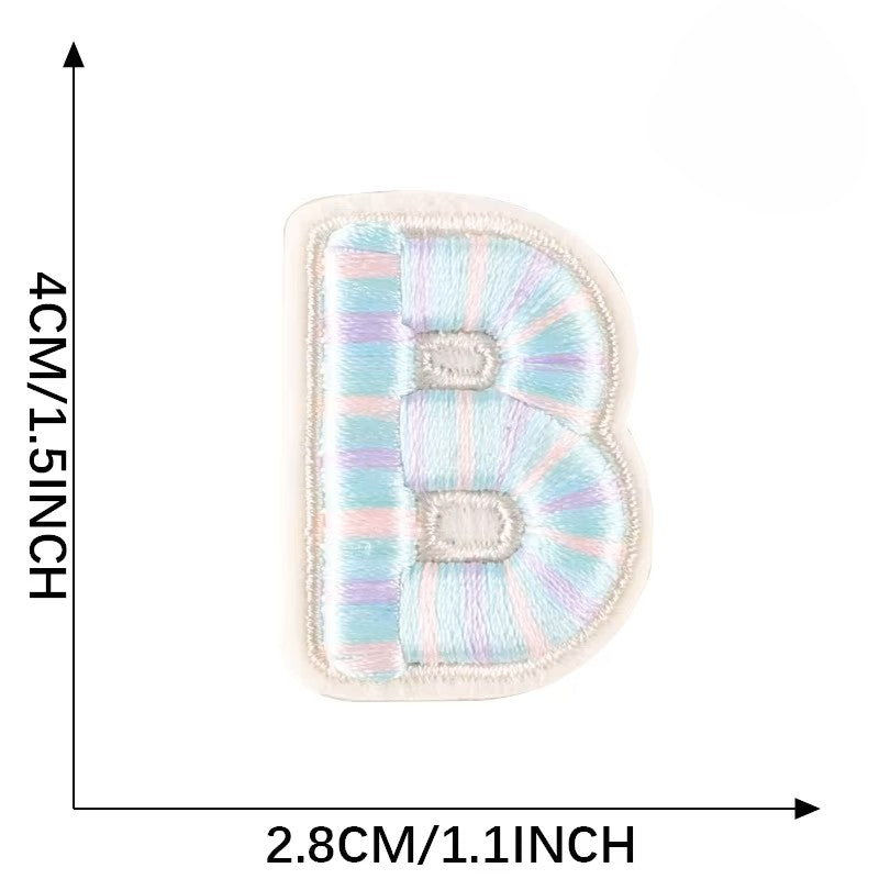 Iron-On Pastel Blue Letter Patch – 4cm 3D Embroidery