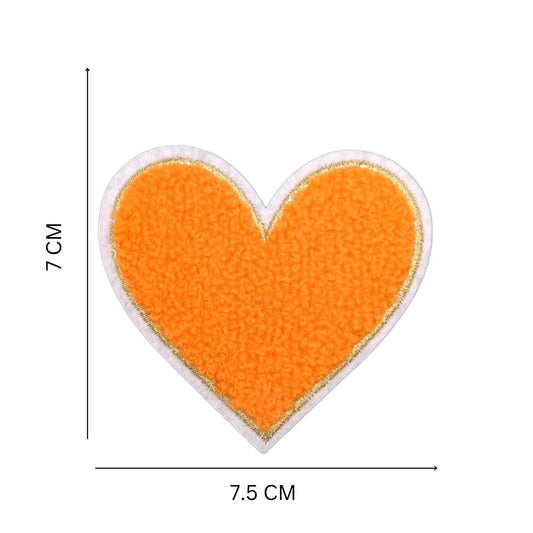 Iron-on/Sew-on Embroidered Chenille Heart Patch – 7.9 cm Plush Towel Texture for Jackets, Bags, Hoodies & DIY Fashion