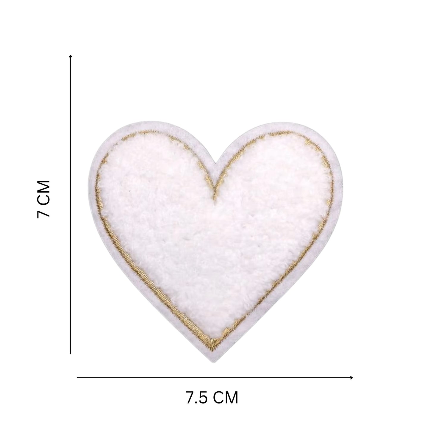 Iron-on/Sew-on Embroidered Chenille Heart Patch – 7.9 cm Plush Towel Texture for Jackets, Bags, Hoodies & DIY Fashion