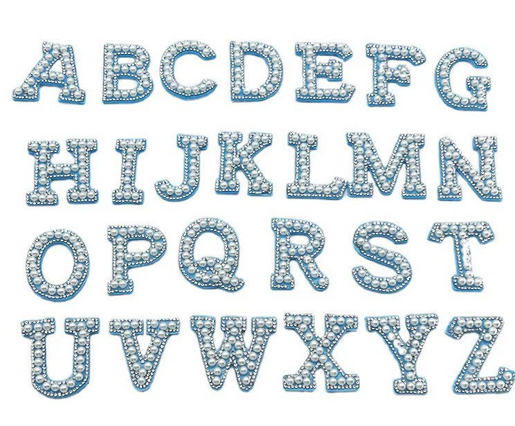 Self-Adhesive 4.5CM Pearl Rhinestone Alphabet Patch – A–Z Fabric Letter Stickers for DIY Bags, Clothes & Decoration