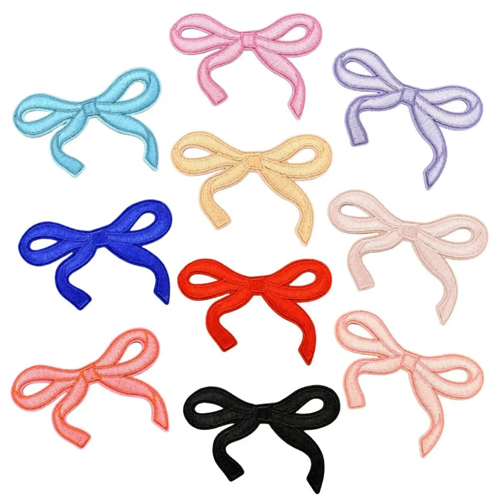 Iron-On Bow Patch  – 7.5cm Embroidered Patch in Multiple Colors