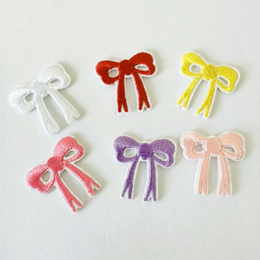 Mini Embroidered Iron-On Bow Patches – Set of 6 (2 x 2.1 cm)