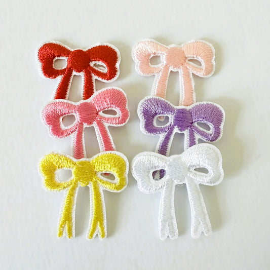 Mini Embroidered Iron-On Bow Patches – Set of 6 (2 x 2.1 cm)