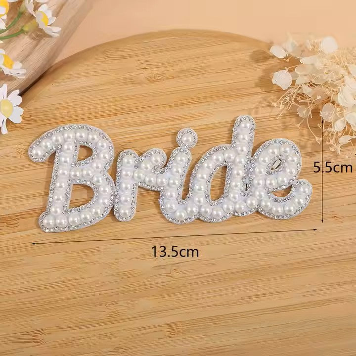 Iron-On/ Self-Adhesive Pearl Patches – ''Bride, Babe, Mrs'' Patches for Bridal Customization