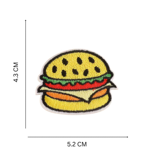 Snack-Themed Iron-On Patch – Burger, Fries, Pizza & Popcorn Embroidered Patches for Clothes & Bags