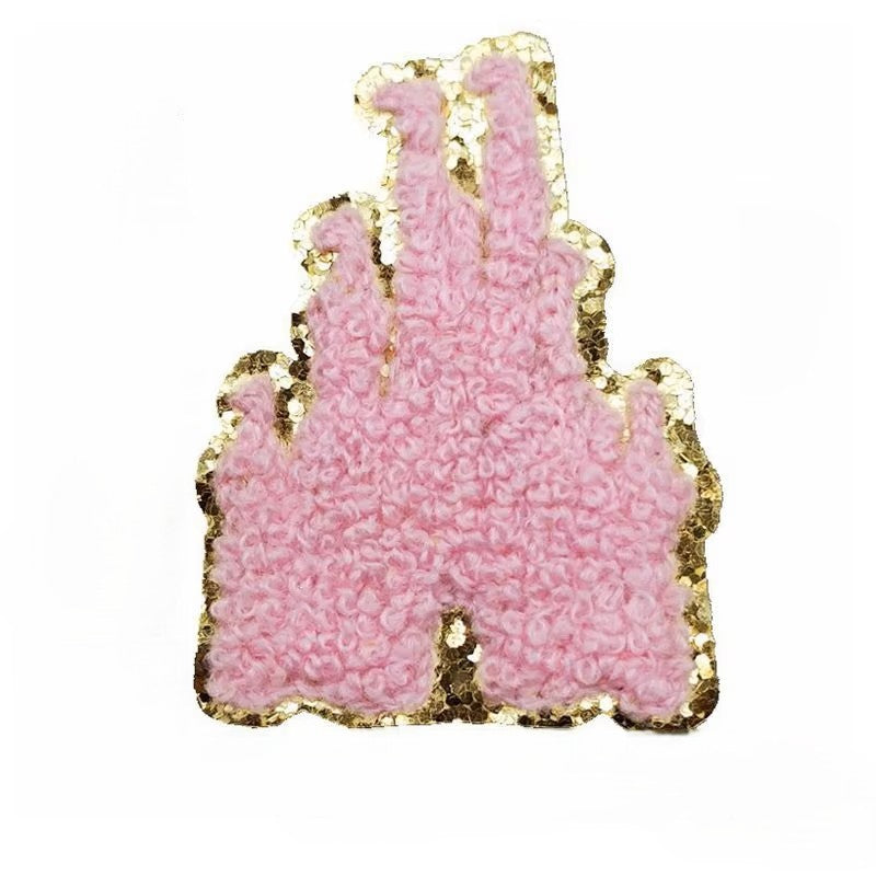 Iron-On/Sew On Patch - Castle Embroidery Chenille, 5.7 cm Height