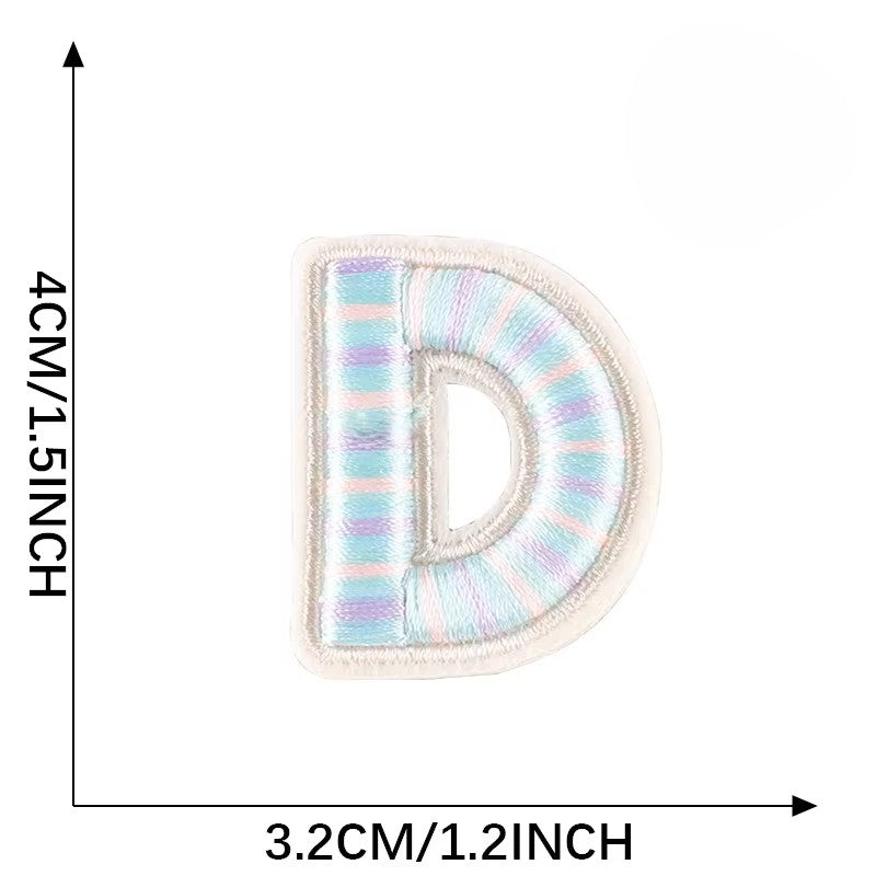 Iron-On Pastel Blue Letter Patch – 4cm 3D Embroidery