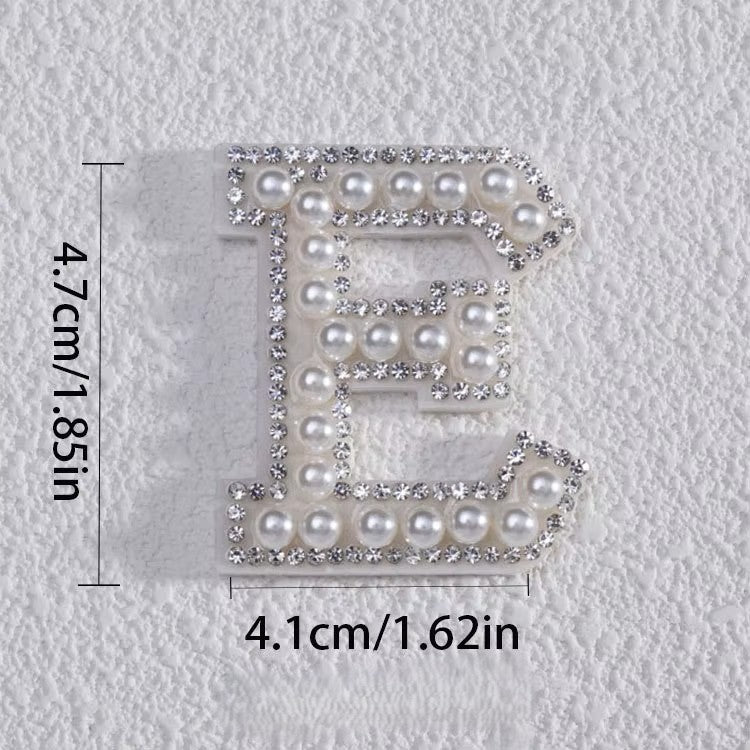 Self-Adhesive 4.5CM Pearl Rhinestone Alphabet Patch – A–Z Fabric Letter Stickers for DIY Bags, Clothes & Decoration