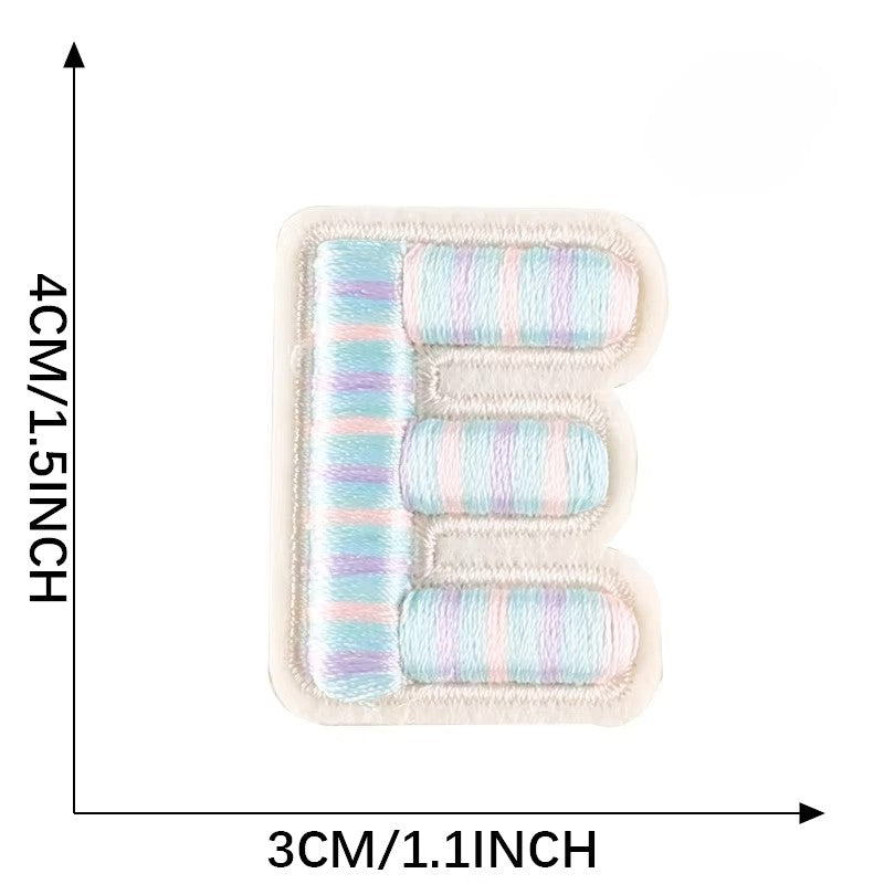 Iron-On Pastel Blue Letter Patch – 4cm 3D Embroidery