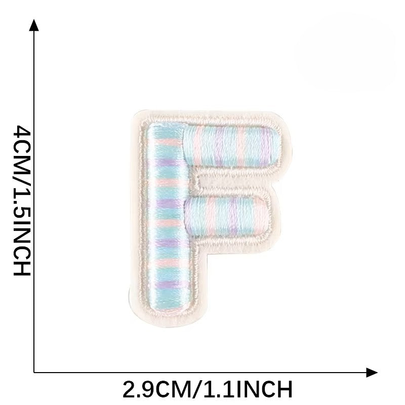 Iron-On Pastel Blue Letter Patch – 4cm 3D Embroidery