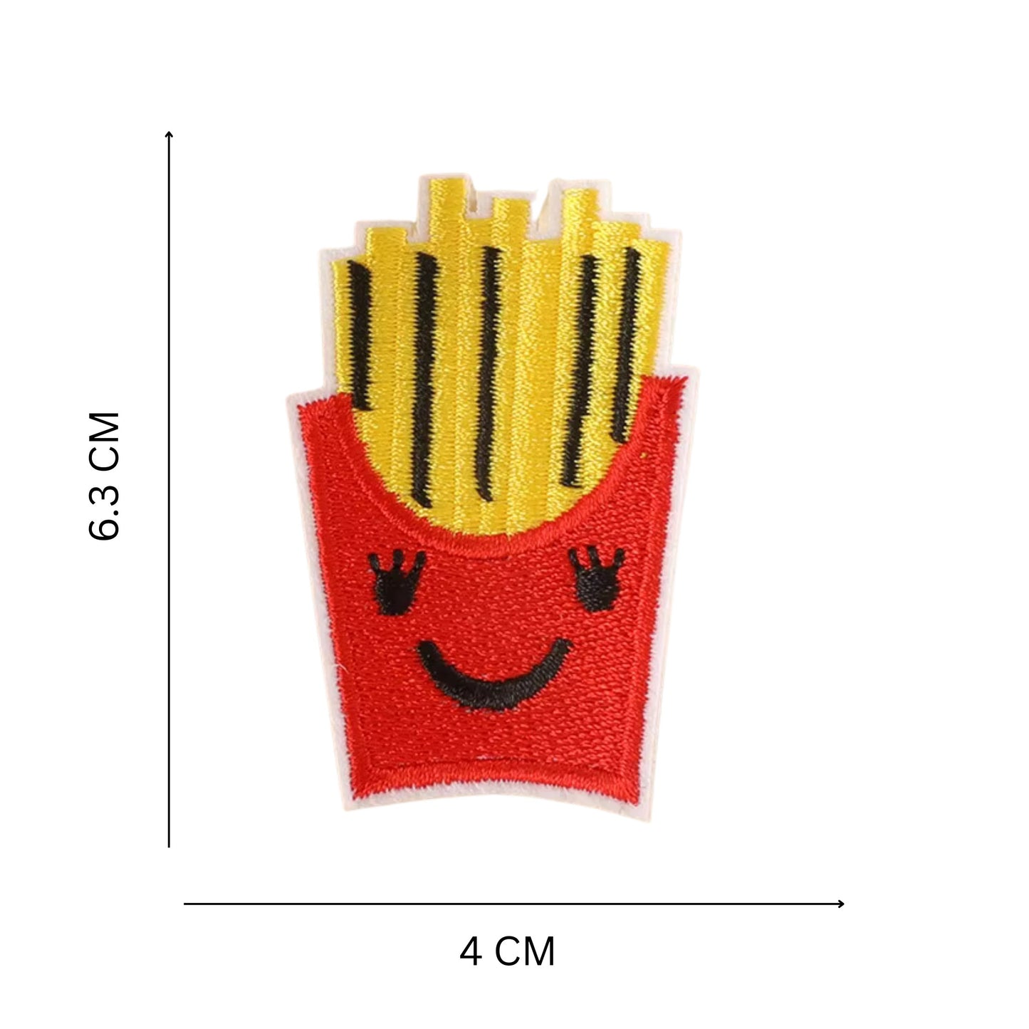 Snack-Themed Iron-On Patch  – Burger, Fries, Pizza & Popcorn Embroidered Patches for Clothes & Bags