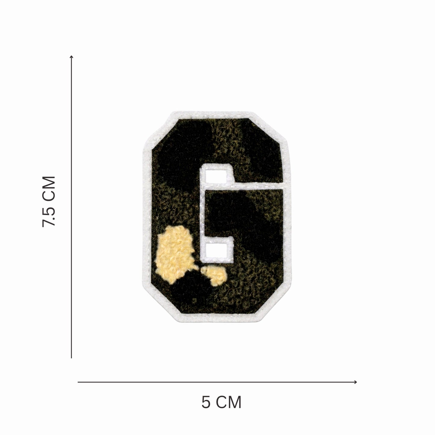 Camouflage Alphabet Iron-On Letter Patch, Green Black & Beige