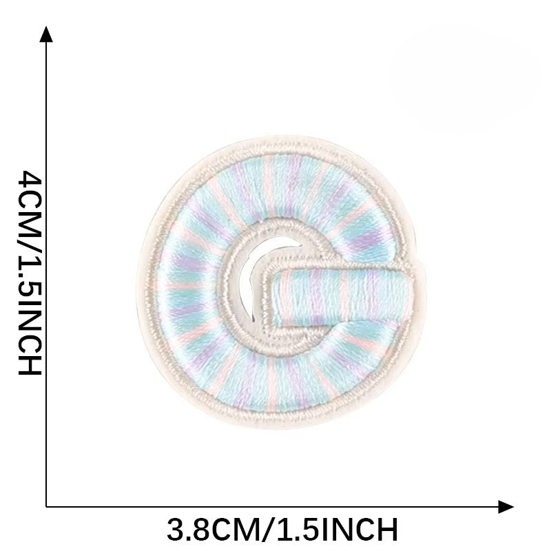 Iron-On Pastel Blue Letter Patch – 4cm 3D Embroidery