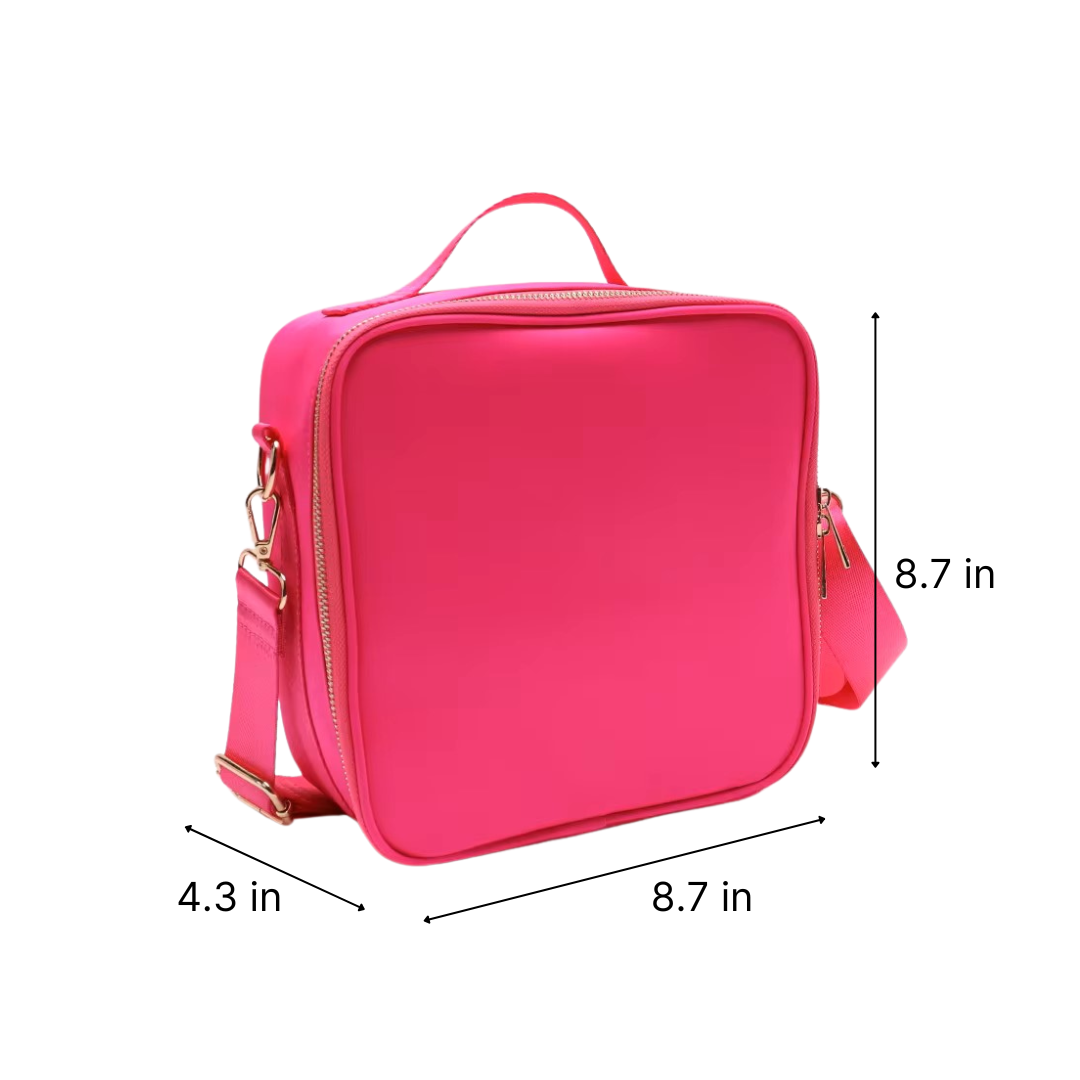 Kids’ Insulated Nylon Lunch Bag – Customizable with Patches & Fun Details ''Hot Pink''