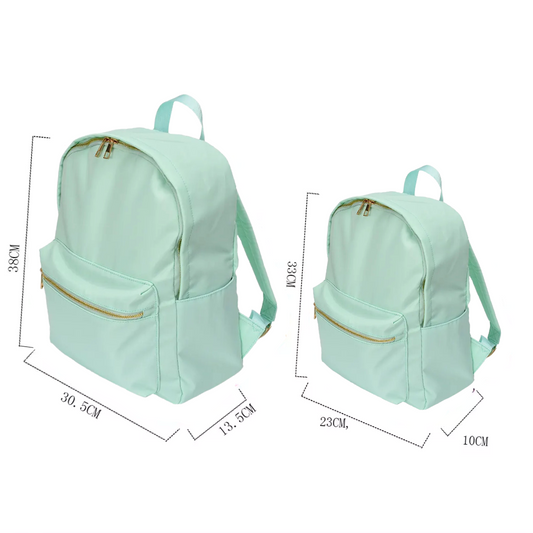 Durable Nylon Backpack for Kids – Perfect for School & Play, Customizable with Patches & Fun Details ''Mint Green'' Available in Two Convenient Sizes