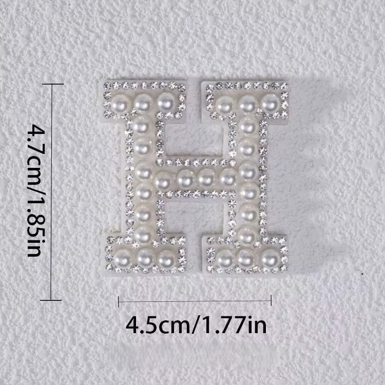 Self-Adhesive 4.5CM Pearl Rhinestone Alphabet Patch – A–Z Fabric Letter Stickers for DIY Bags, Clothes & Decoration